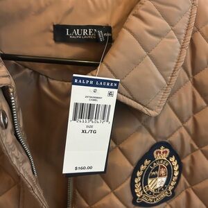 Ralph Lauren Camel Quilted Puffer Jacket with Crest Patch
